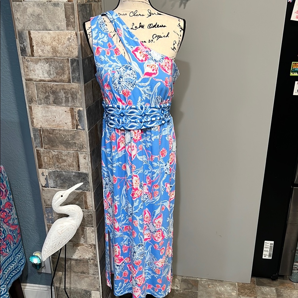 Lilly Pulitzer Helina Multi Bahamian Rhapsody One Shoulder Knit Midi Dress